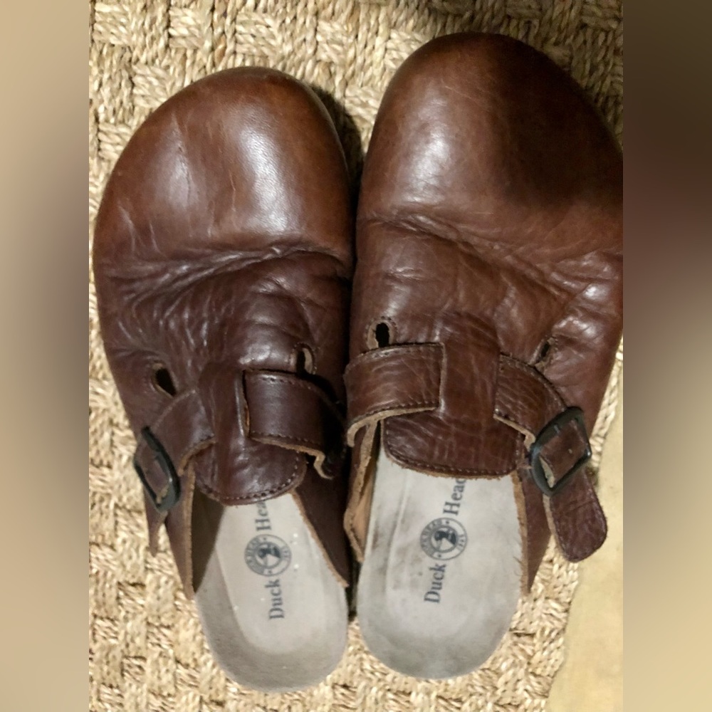 Genuine Leather Brown Duck Head Clogs sz 10